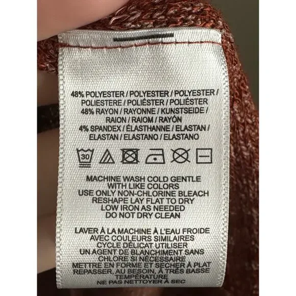 We The Free 'Beatnik Hacci' Long Sleeve Cowl Neck Orange Pullover Sweater Size M - Picture 6 of 7